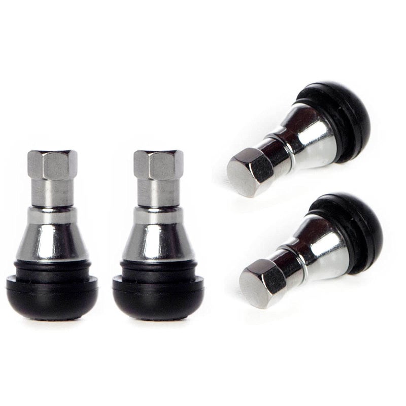 Circuit Performance Shorty Chrome Valve Stems TR412 TR-412 22mm Low Profile (Set of 4) - Image 1